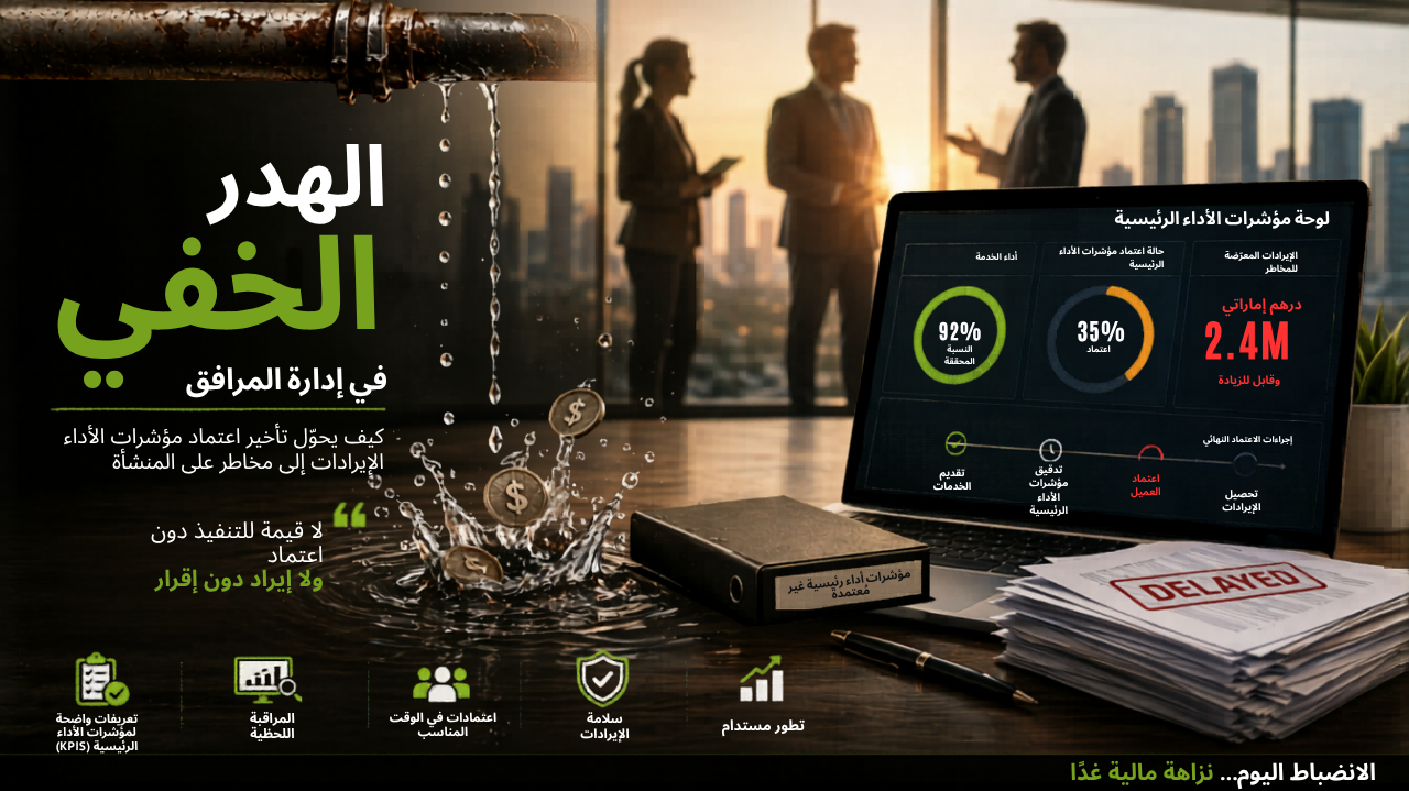 الهدر الخفي في إدارة المرافق: كيف يحوّل تأخير اعتماد مؤشرات الأداء الإيرادات إلى مخاطر على المنشأة